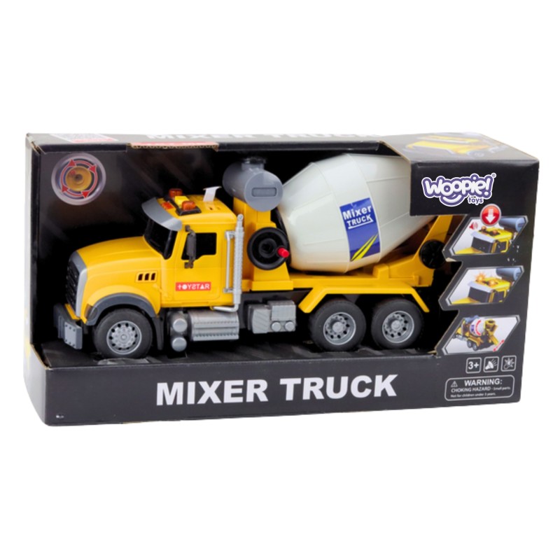 WOOPIE Interaktívny domiešavač | Miešačka na betón so svetlom, 3 zvukmi a otočným bubnom