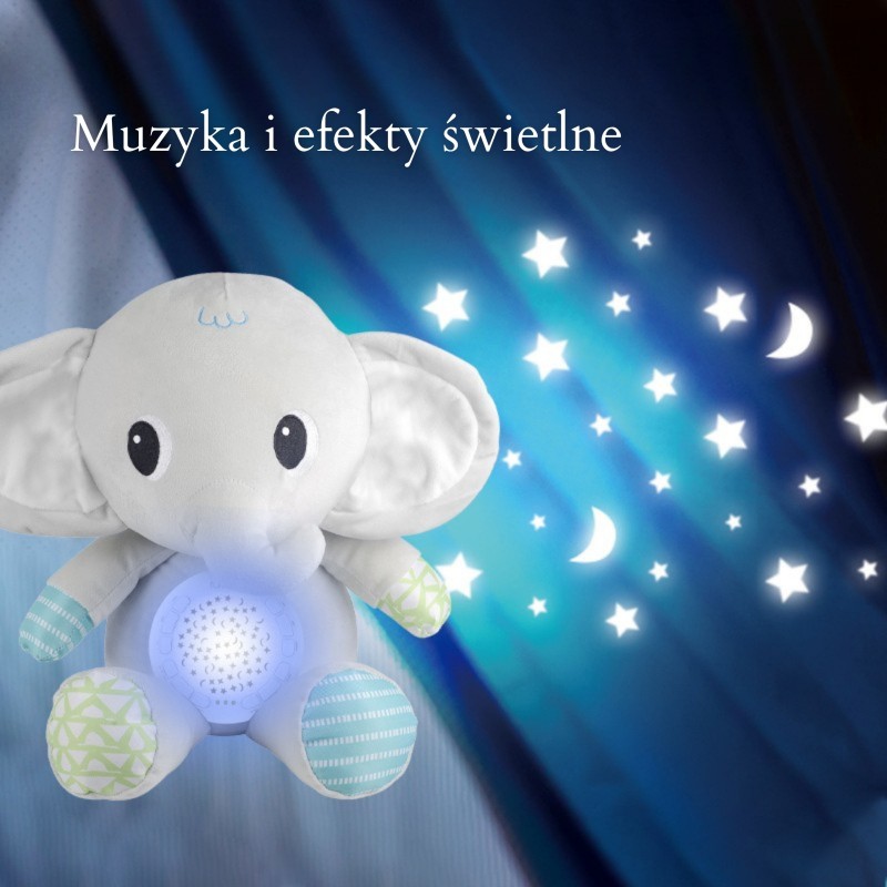 WOOPIE BABY Uspávačik Sloník 3v1 | Plyšový projektor s 12 melódiami (0m+)