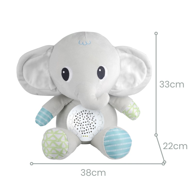 WOOPIE BABY Uspávačik Sloník 3v1 | Plyšový projektor s 12 melódiami (0m+)