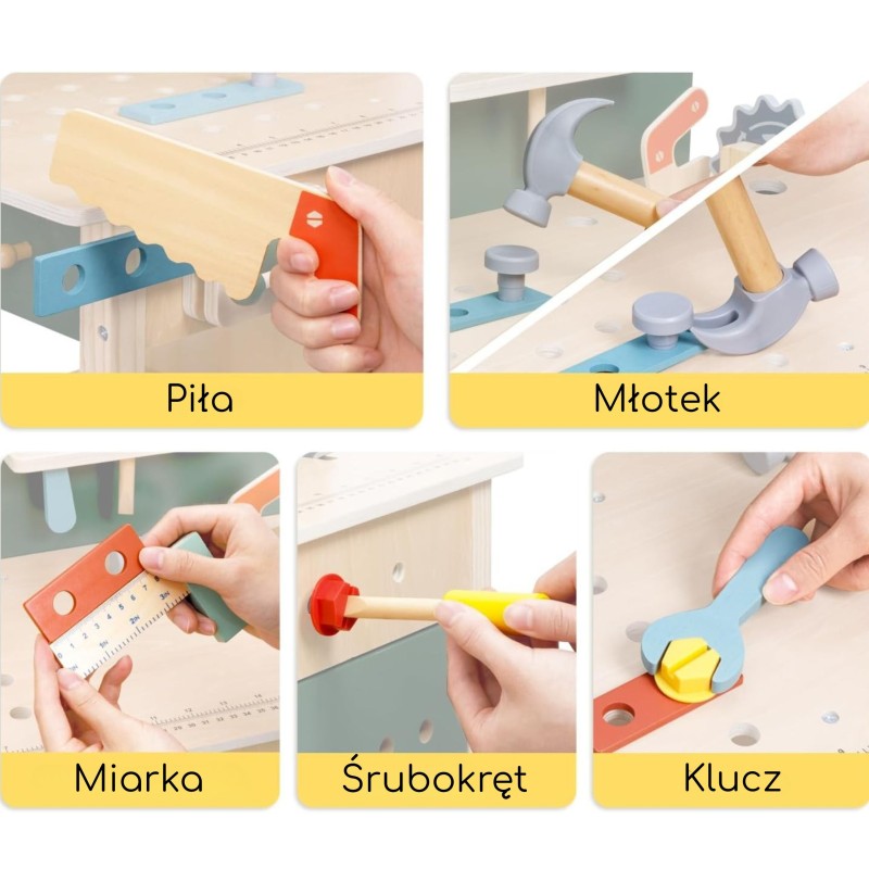 WOOPIE GREEN Drevená Dielňa STEM | Súprava s Nástrojmi pre Malých Majstrov