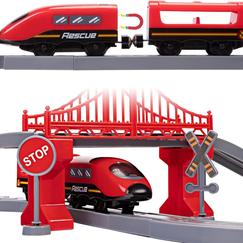 WOOPIE Elektrická vlaková dráha Hasičská stanica | Veľká sada s vláčikom so zvukom (66 ks)