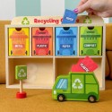 Tooky Toy Drevené recyklačné centrum | Edukačný sorter na triedenie odpadu