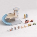 Tooky Toy Drevená parkovacia garáž | 3 poschodia, autíčka a heliport