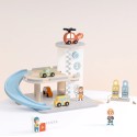 Tooky Toy Drevená parkovacia garáž | 3 poschodia, autíčka a heliport