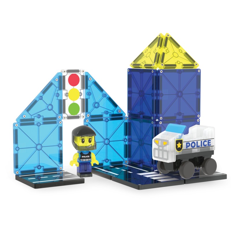 Magna-Tiles Police Patrol (20 dielov) – Stavebnica Policajné auto s figúrkou