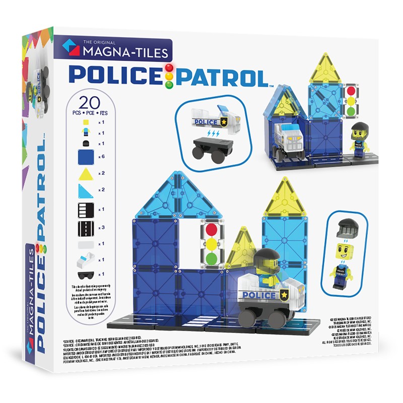Magna-Tiles Police Patrol (20 dielov) – Stavebnica Policajné auto s figúrkou