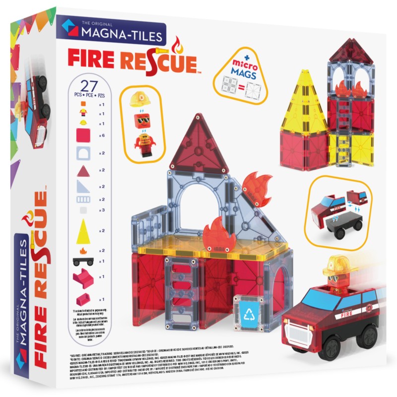 Magna-Tiles Fire Rescue (27 dielov) – Stavebnica Hasičské auto s figúrkou