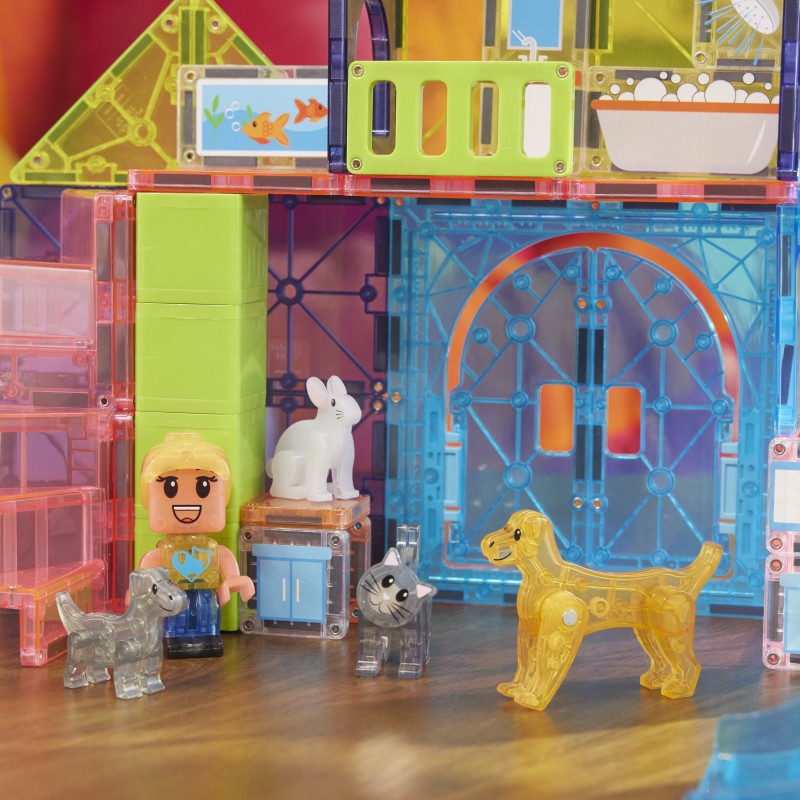 Magna-Tiles Pet Playhouse (50 dielov) – Stavebnica s 5 figúrkami a šmykľavkou