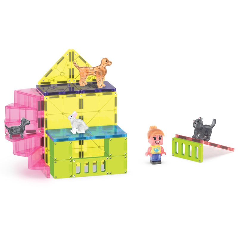 Magna-Tiles Pet Playhouse (50 dielov) – Stavebnica s 5 figúrkami a šmykľavkou