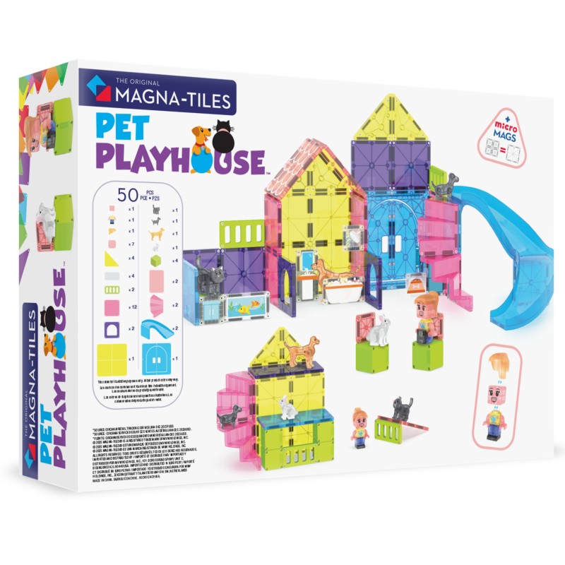 Magna-Tiles Pet Playhouse (50 dielov) – Stavebnica s 5 figúrkami a šmykľavkou