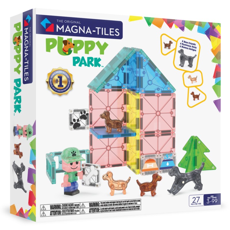 Magna-Tiles Puppy Park (27 dielov) – Magnetická stavebnica s 5 figúrkami