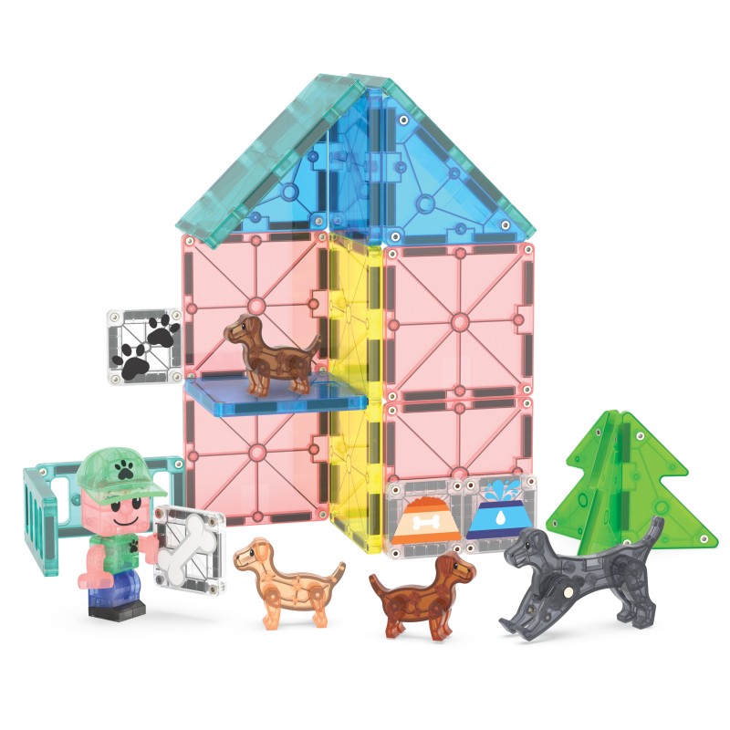 Magna-Tiles Puppy Park (27 dielov) – Magnetická stavebnica s 5 figúrkami