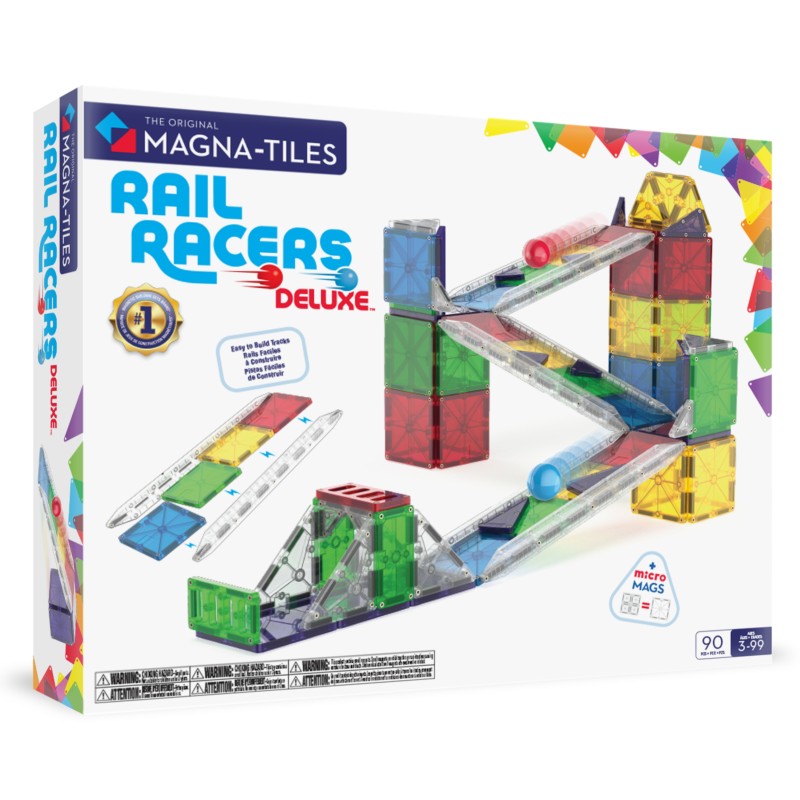Magna-Tiles Rail Racers Deluxe (90 dielov) – Veľká magnetická guličková dráha