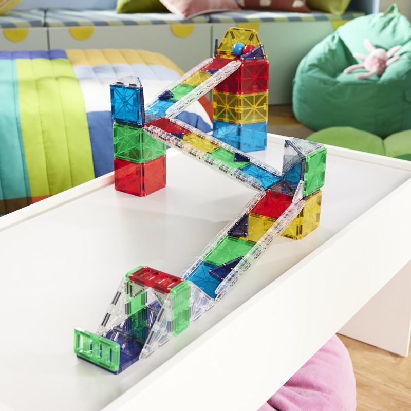 Magna-Tiles Rail Racers Deluxe (90 dielov) – Veľká magnetická guličková dráha