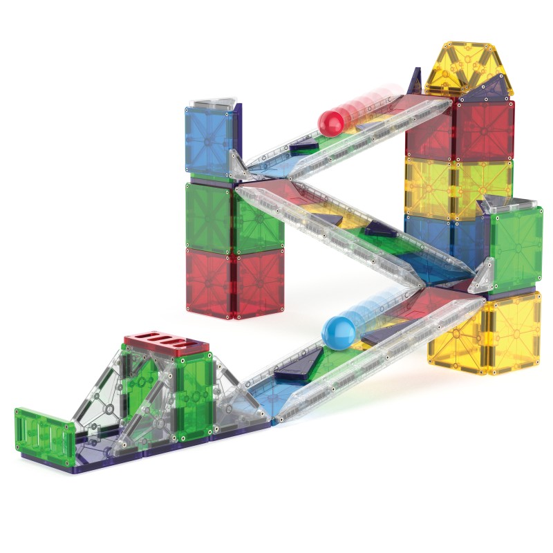 Magna-Tiles Rail Racers Deluxe (90 dielov) – Veľká magnetická guličková dráha