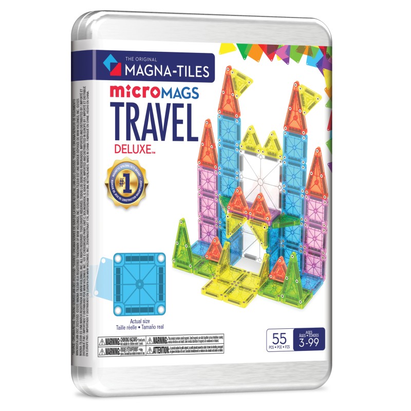 Magna-Tiles Cestovná sada Deluxe (55 dielov) – Magnetická stavebnica microMAGS