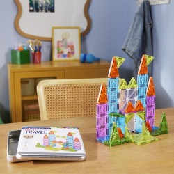 Magna-Tiles Cestovná sada Deluxe (55 dielov) – Magnetická stavebnica microMAGS