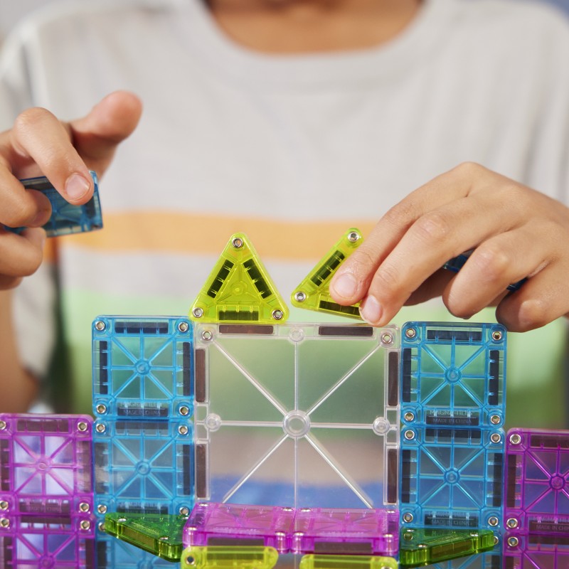 Magna-Tiles Cestovná sada Deluxe (55 dielov) – Magnetická stavebnica microMAGS