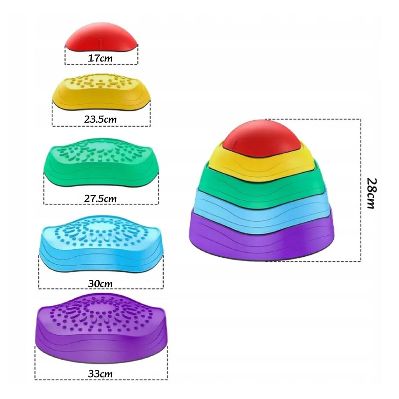 WOOPIE Senzorické balančné kamene | Chodník na tréning rovnováhy 5 ks
