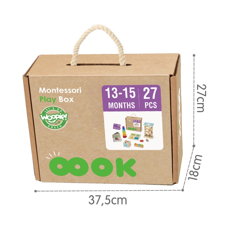 WOOPIE GREEN Drevený Montessori Box 13-15m | Edukačná sada 6v1 (FSC)