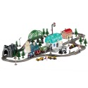 WOOPIE Elektrická vláčikodráha XXL Mestečko | Veľká sada s vláčikom, autíčkami a mostom (108 ks)