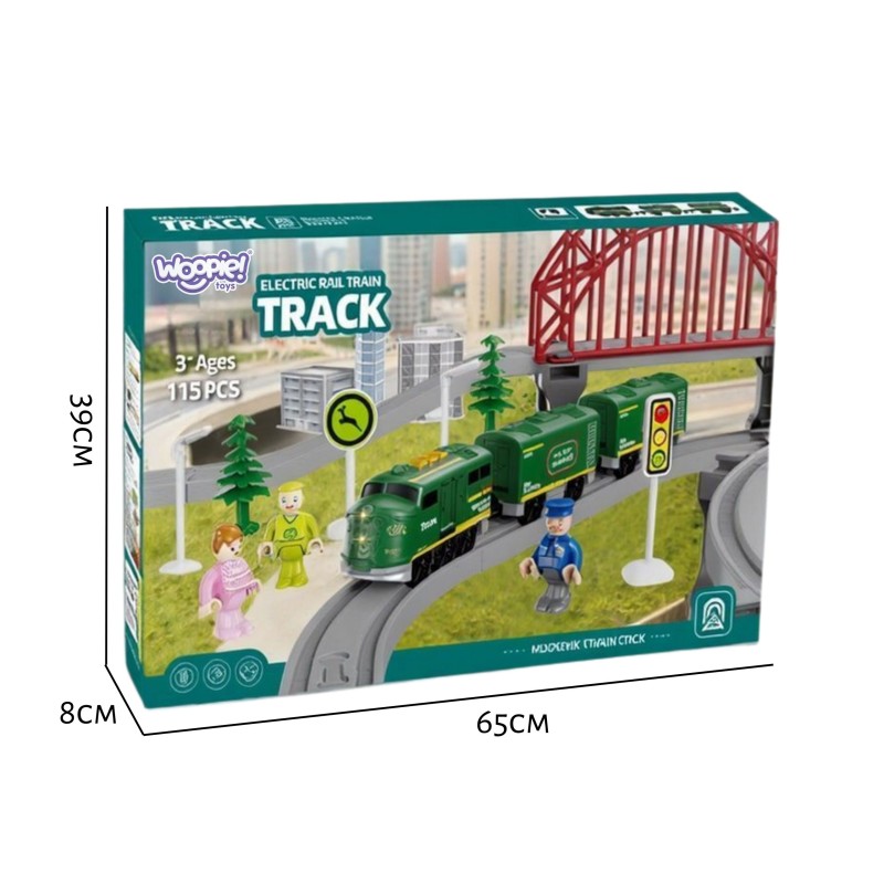 WOOPIE Elektrická vláčikodráha XXL Cargo | Moderný vlak s mostmi, zvukom a svetlom (128 ks)