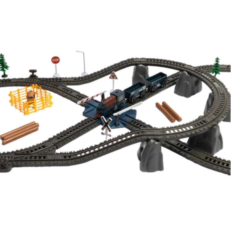 WOOPIE Elektrická vláčikodráha XXL Nákladný vlak | Veľká sada s výhybkami a zvieratkami 90 ks