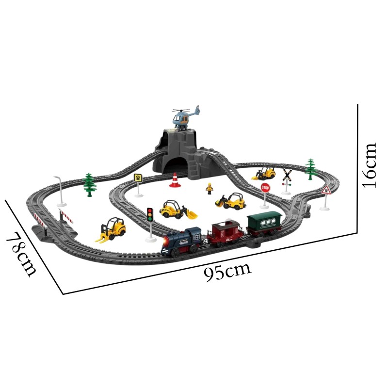 WOOPIE Elektrická vláčikodráha Retro | Klasický vláčik s vagónmi a tunelom (76 ks)