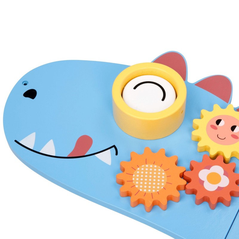 WOOPIE GREEN Drevený nástenný panel Dinosaurus | Montessori manipulačná tabuľa s aktivitami (FSC)