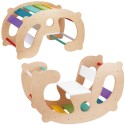 WOOPIE GREEN Dúhová Montessori hojdačka 2v1 | Drevená preliezka, mostík a tunel (FSC)