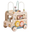 WOOPIE GREEN Drevené auto Safari | Aktivitná kocka a motorická hračka s labyrintom (FSC)