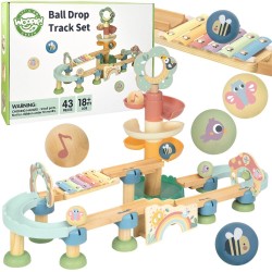 WOOPIE GREEN EKO Drevená guľôčková dráha so zvukom | Kaskáda s xylofónom a špirálou (FSC)