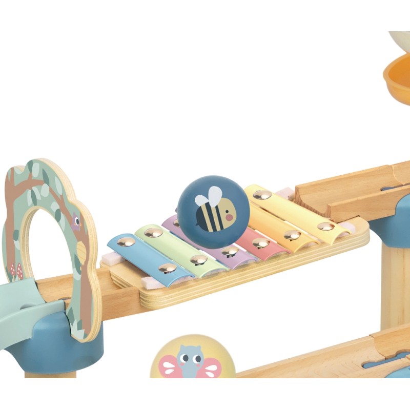 WOOPIE GREEN EKO Drevená guľôčková dráha so zvukom | Kaskáda s xylofónom a špirálou (FSC)