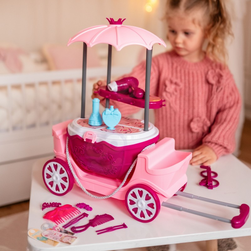 WOOPIE Salon Piękności Urody Toaletka na Kółkach Wózek Wlizka 31 akc. 4w1