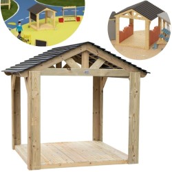 Classic World EDU Drevený záhradný altánok | Veľký domček s podlahou pre škôlky a záhrady