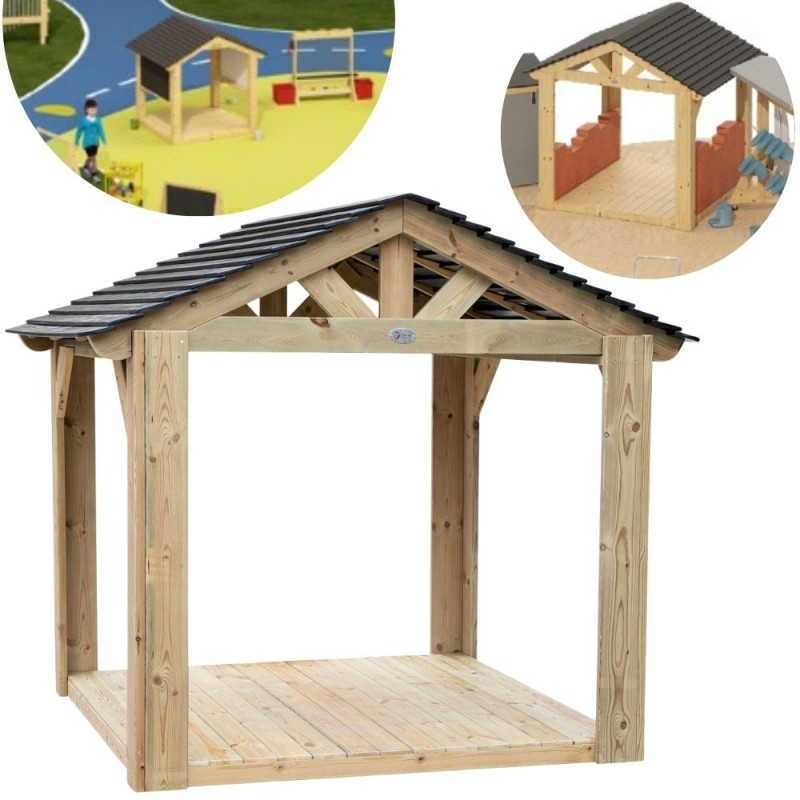 Classic World EDU Drevený záhradný altánok | Veľký domček s podlahou pre škôlky a záhrady