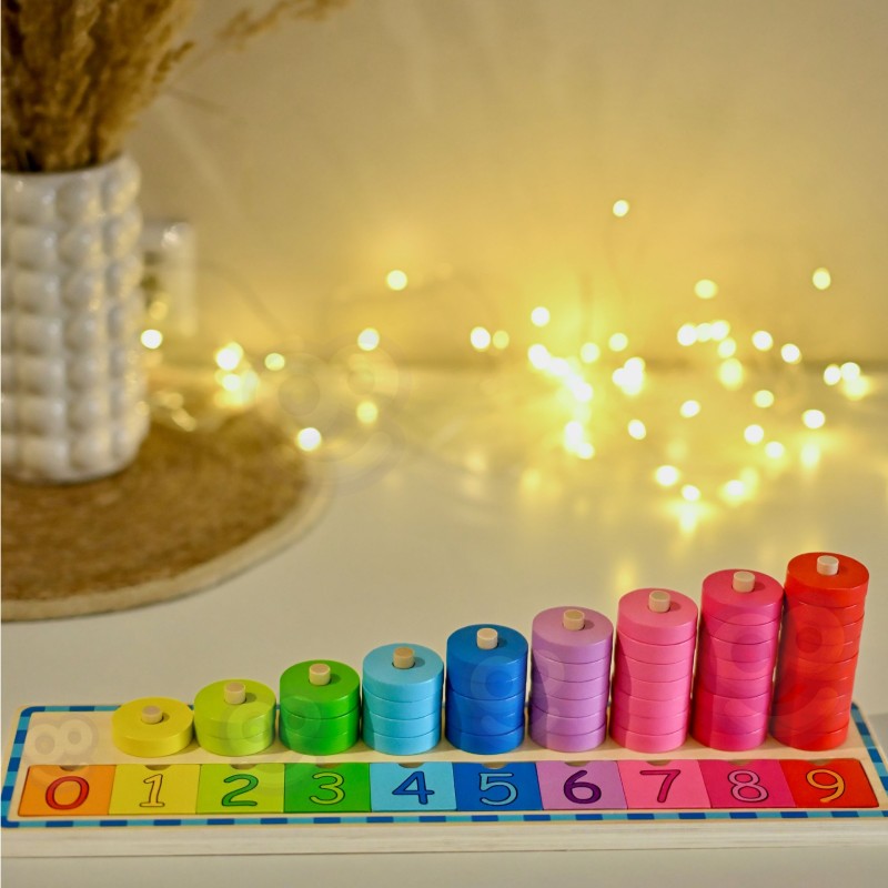 WOOPIE GREEN Układanka Nauka Liczenia i Kolorów Montessori 56 el.