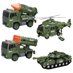 WOOPIE Sada vojenských vozidiel 1:20 | Tank, Vrtuľník a Raketomety so zvukom