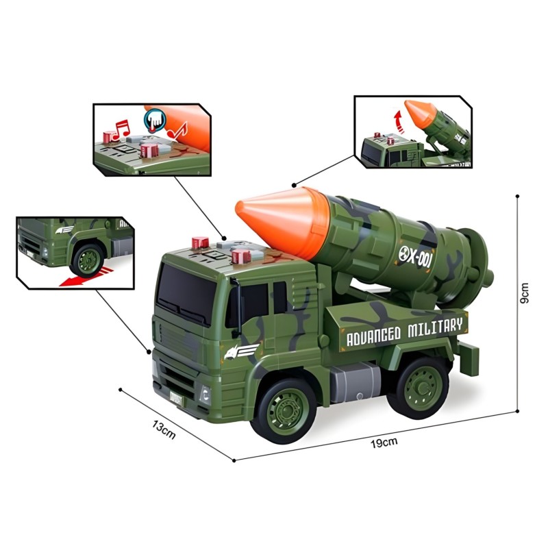 WOOPIE Sada vojenských vozidiel 1:20 | Tank, Vrtuľník a Raketomety so zvukom