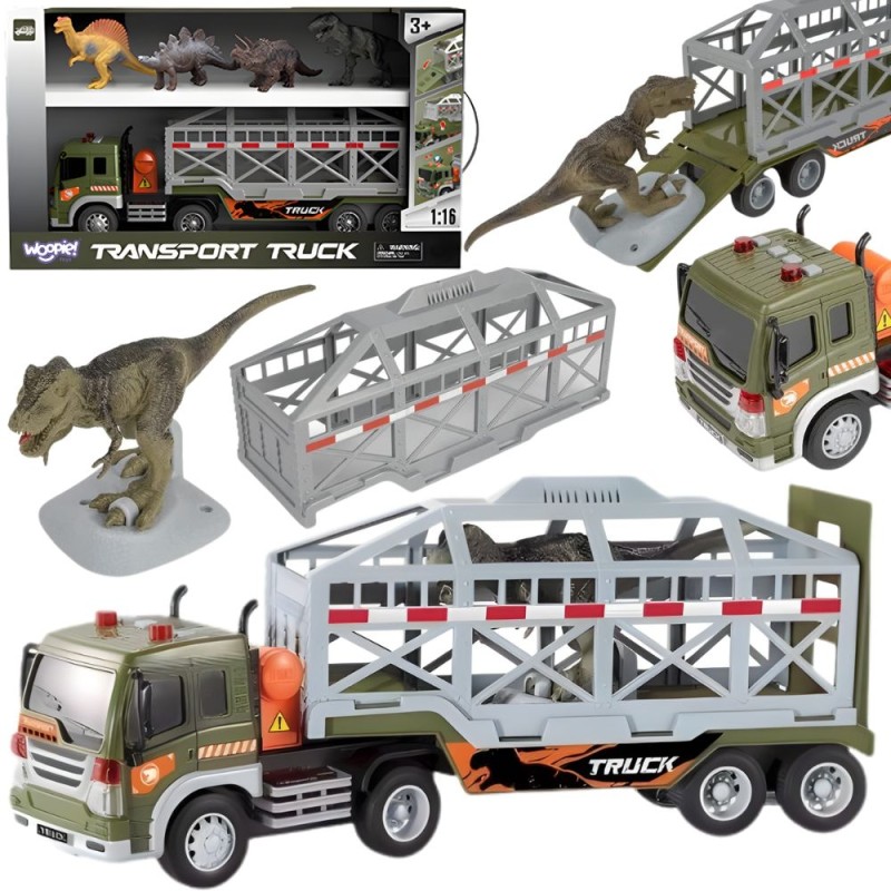 WOOPIE Kamión Transportér dinosaurov | Ťahač so zvukom, svetlom a 3 figúrkami