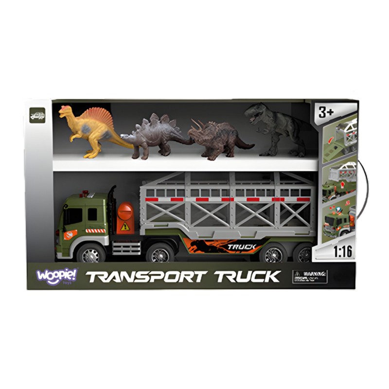 WOOPIE Kamión Transportér dinosaurov | Ťahač so zvukom, svetlom a 3 figúrkami