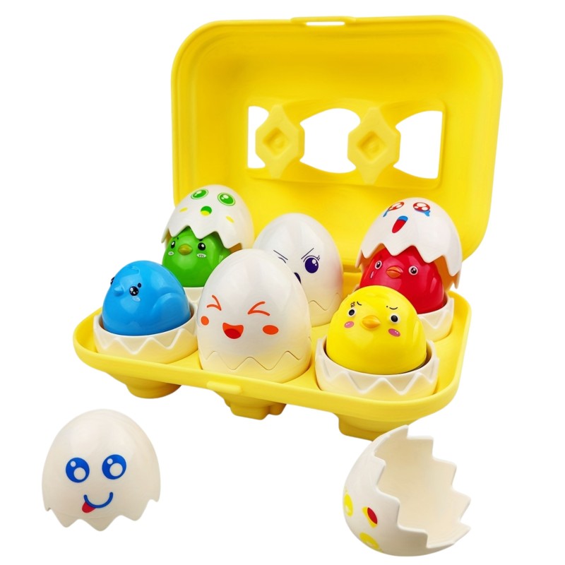 WOOPIE Układanka Sorter Montessori Dopasuj Kształty Wesołe Kurczaczki Jajka 6szt