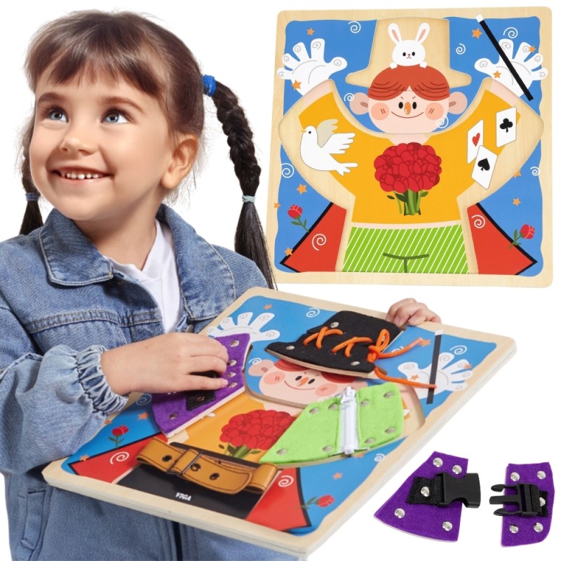 VIGA Drewniana Tablica Manipulacyjna Klamry Zamki Magik Monstessori