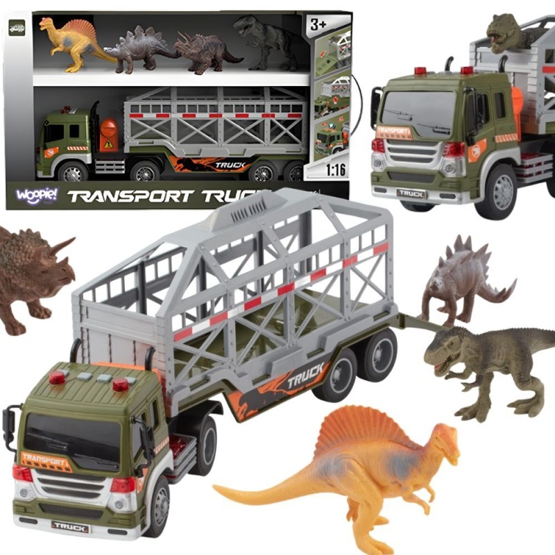 WOOPIE Kamión Transportér dinosaurov | Ťahač so zvukom, svetlom a 3 figúrkami