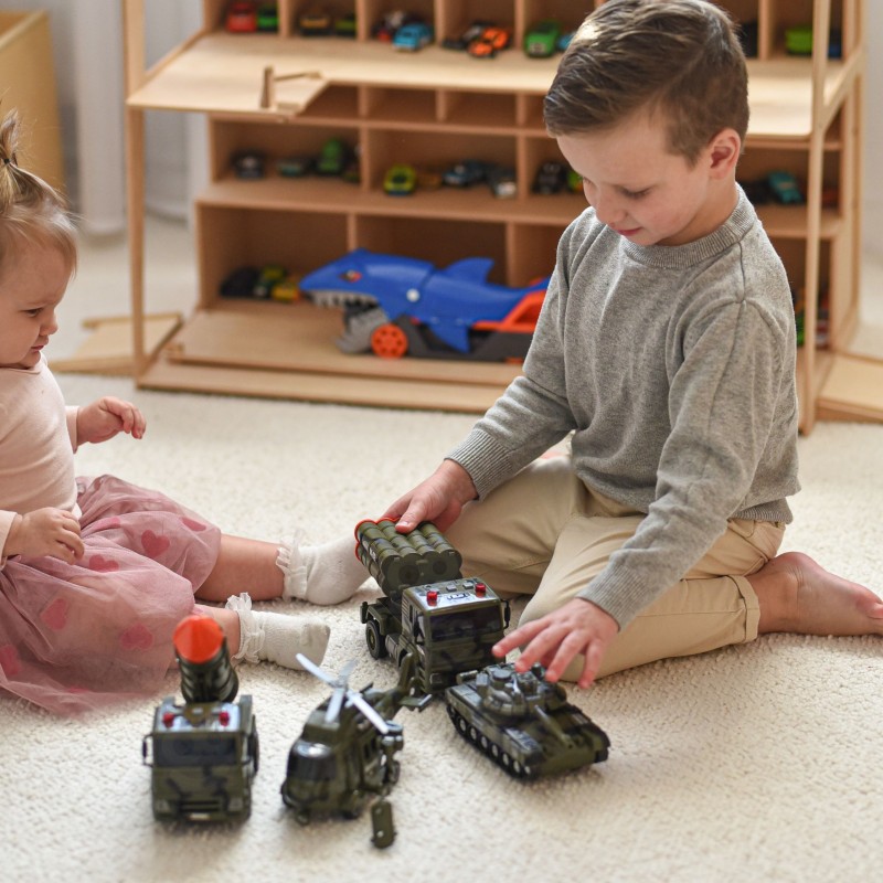 WOOPIE Sada vojenských vozidiel 1:20 | Tank, Vrtuľník a Raketomety so zvukom