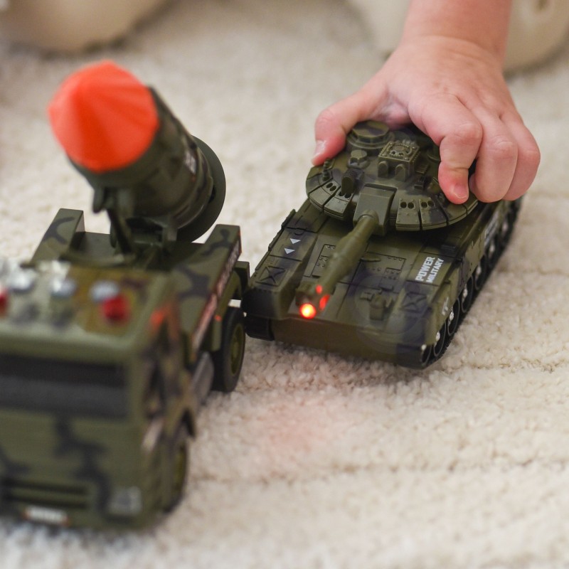 WOOPIE Sada vojenských vozidiel 1:20 | Tank, Vrtuľník a Raketomety so zvukom