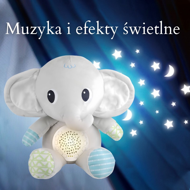 WOOPIE BABY Przytulanka Słonik Z Projektorem Uspokajacz Usypiacz 12 Melodii