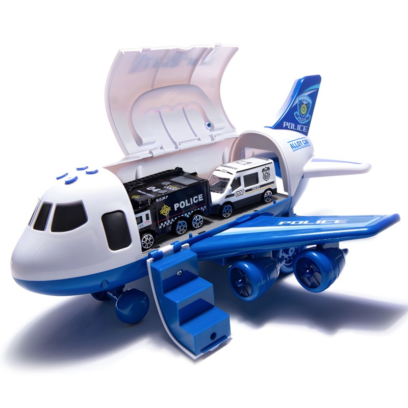WOOPIE Policajné lietadlo a transportér 2v1 | XL Set s 3 autami a efektmi