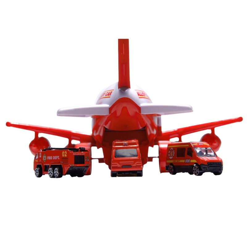 WOOPIE Hasičské lietadlo a transportér 2v1 | Rozkladací set s 3 autami a efektmi