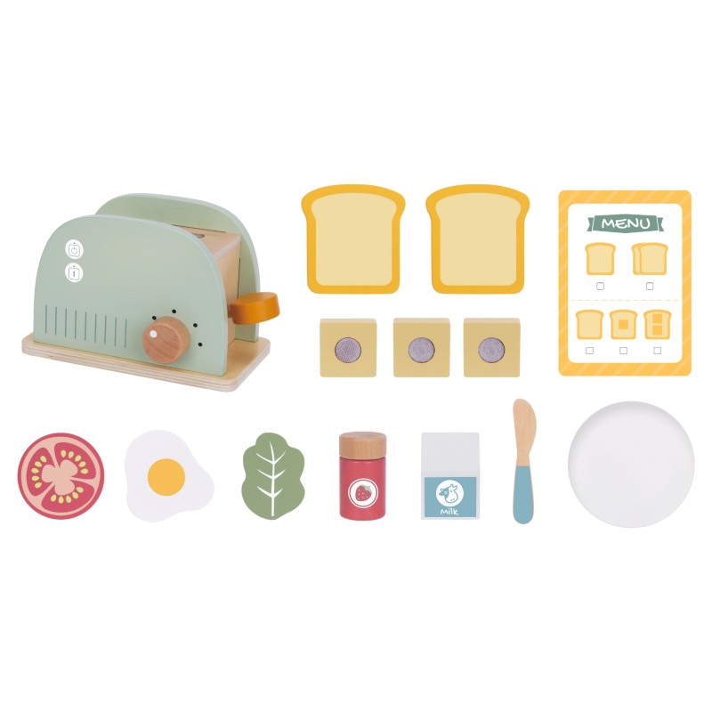 WOOPIE GREEN Drevený hriankovač (Toster) | Raňajkový set s potravinami (14 ks)